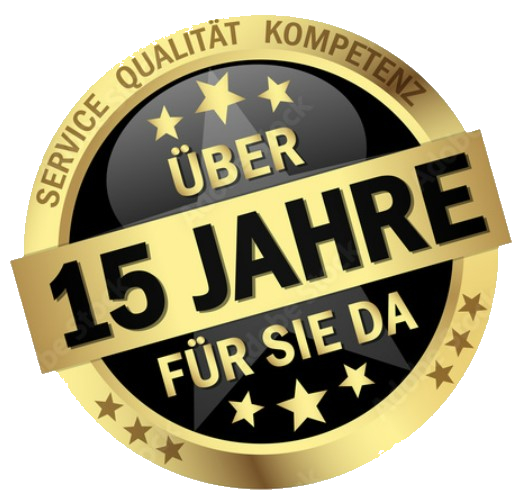 Button-Über 15 Jahre für sie da, transparent